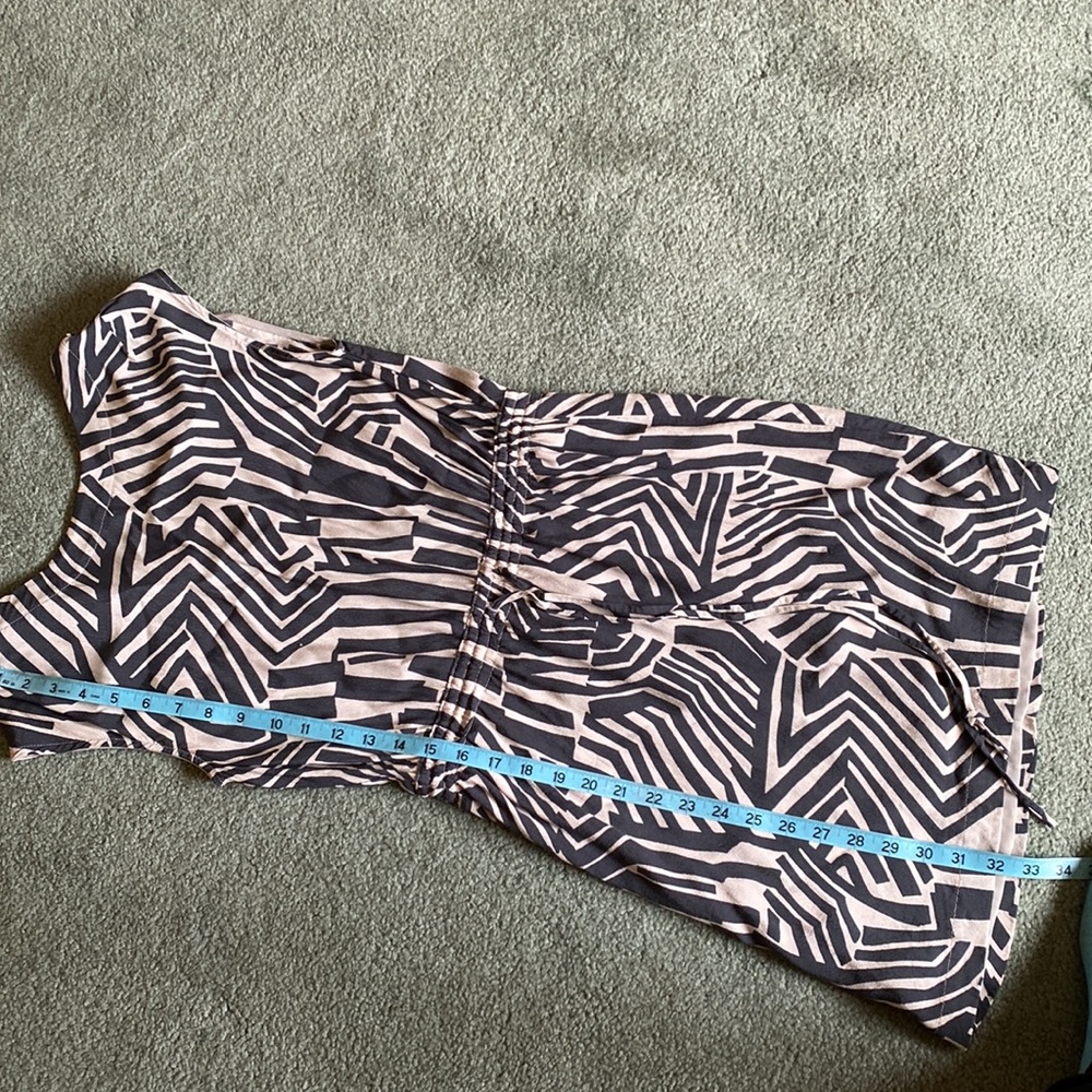 Blue & White Geometric Lined Pattern Dress - image 3